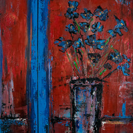 FLEUR BLEU SUR REFLET BLEU