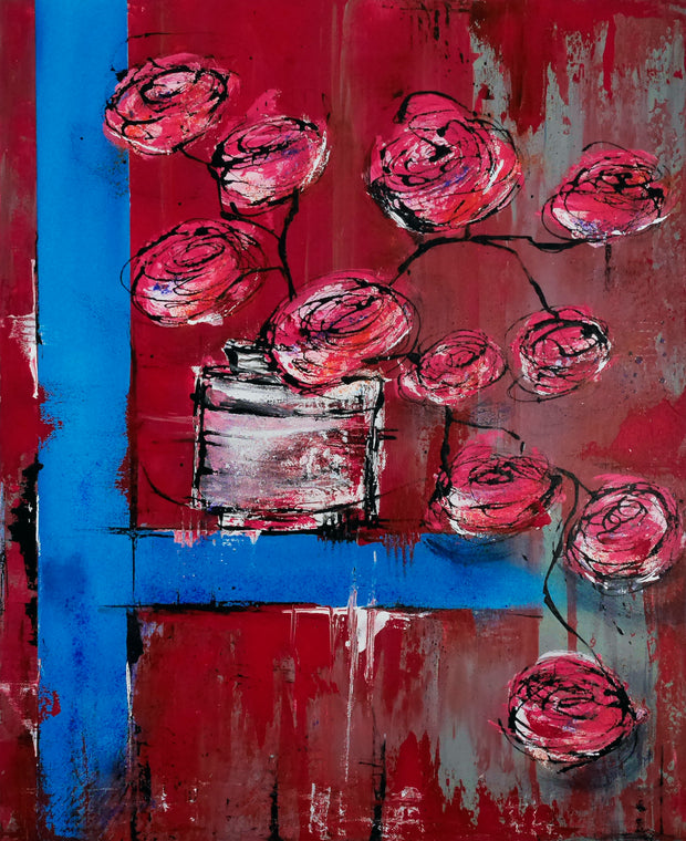 LE POT BLANC SUR BORD BLEU