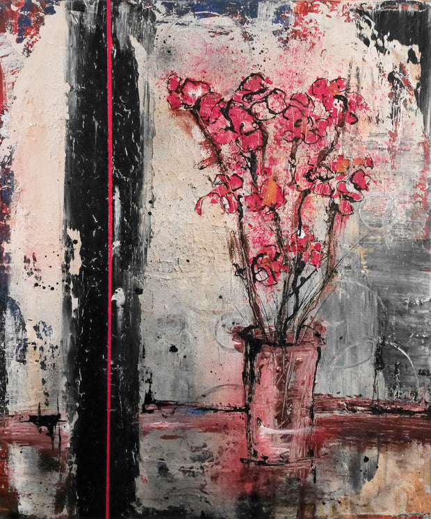 BOUQUET OUBLIÉ CONTRE LE MUR